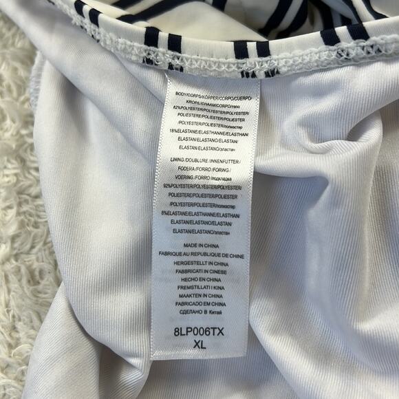 Nautica lace up front striped one piece swimsuit, size XL - Picture 10 of 11